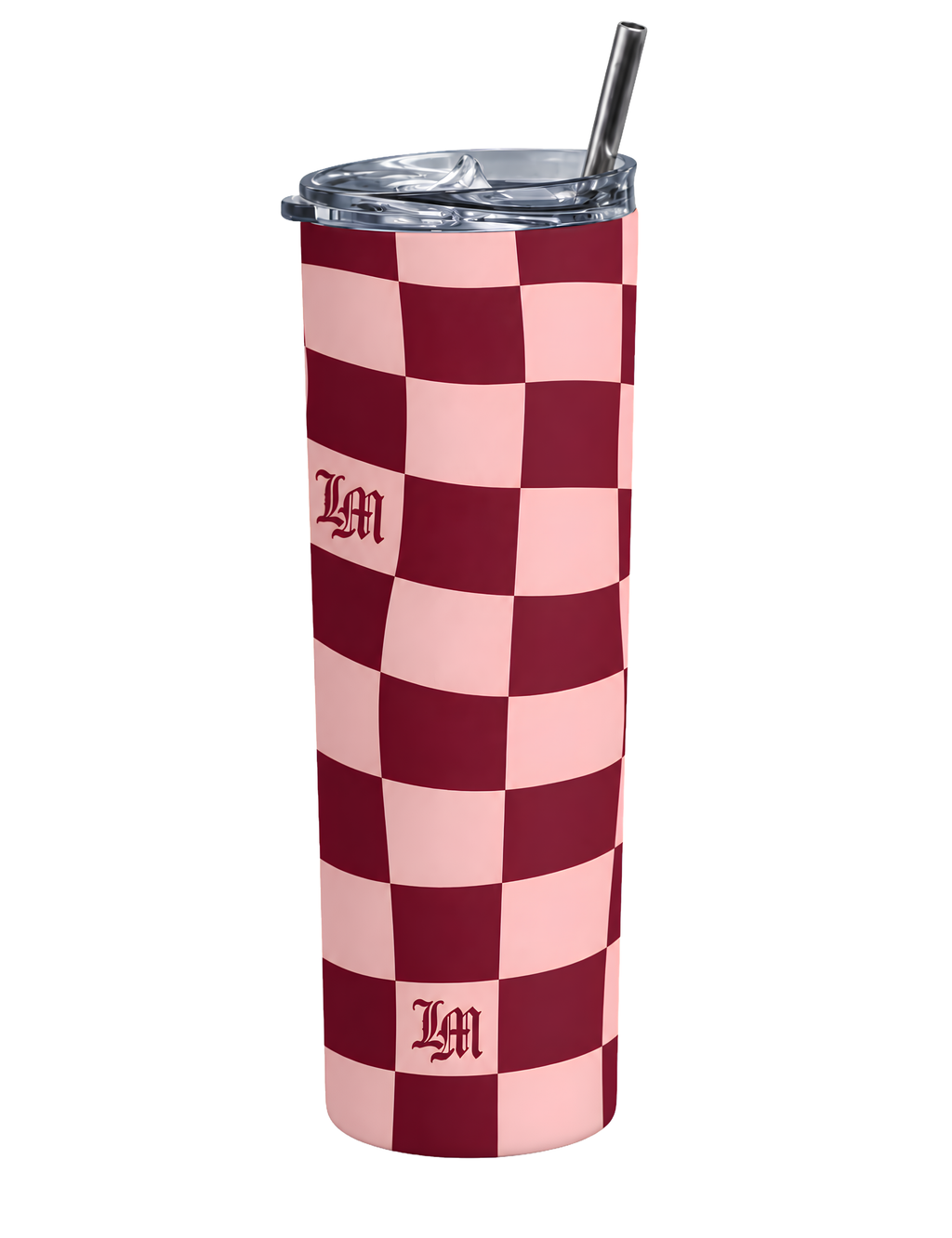 Maroon & Pink Checks Tumbler