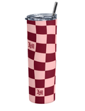Maroon & Pink Checks Tumbler