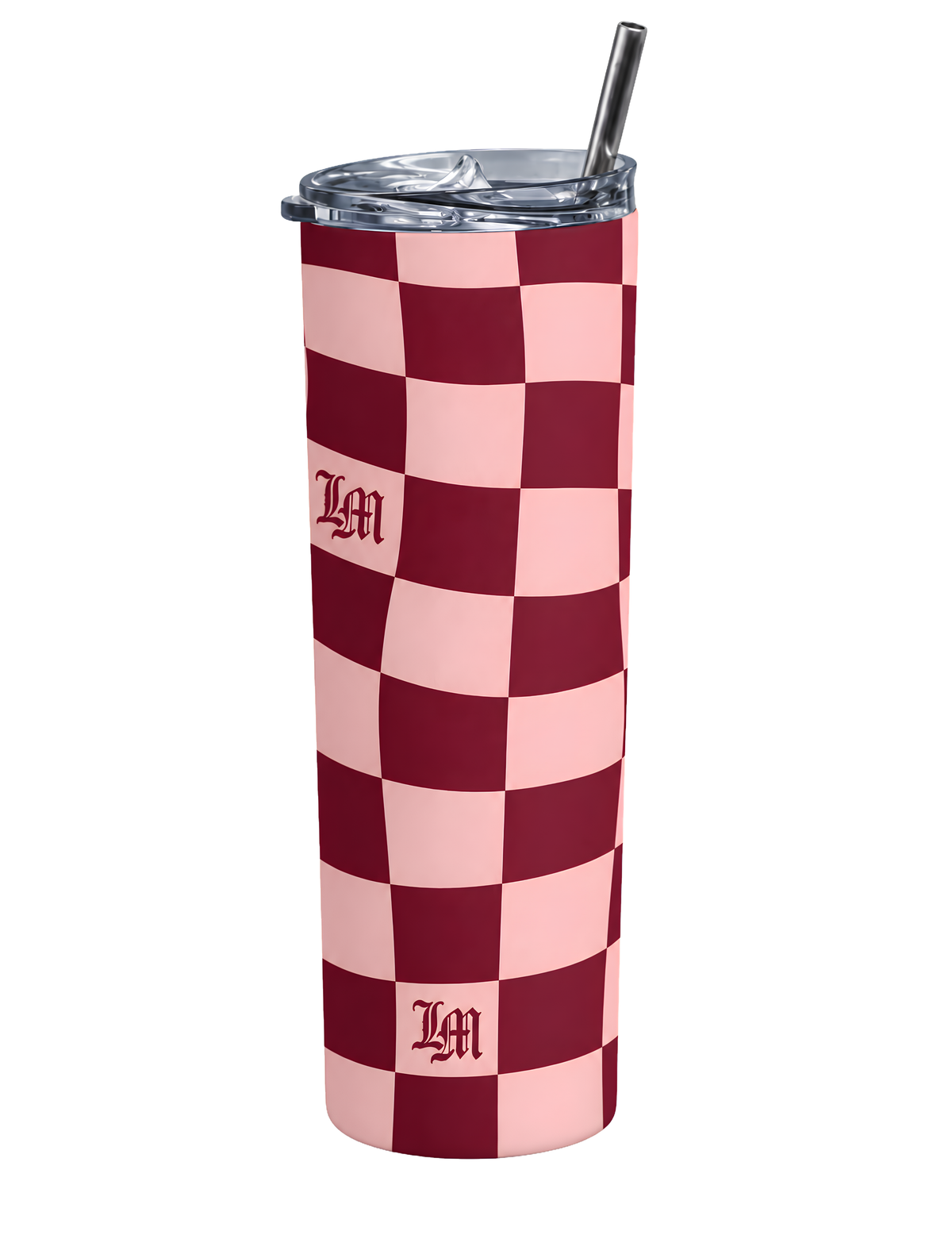 Maroon & Pink Checks Tumbler