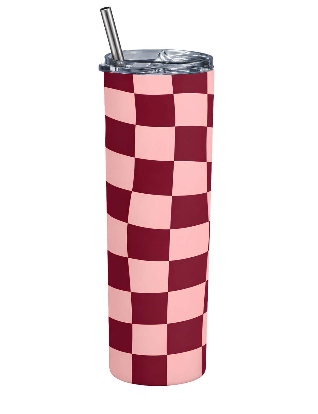 Maroon & Pink Checks Tumbler