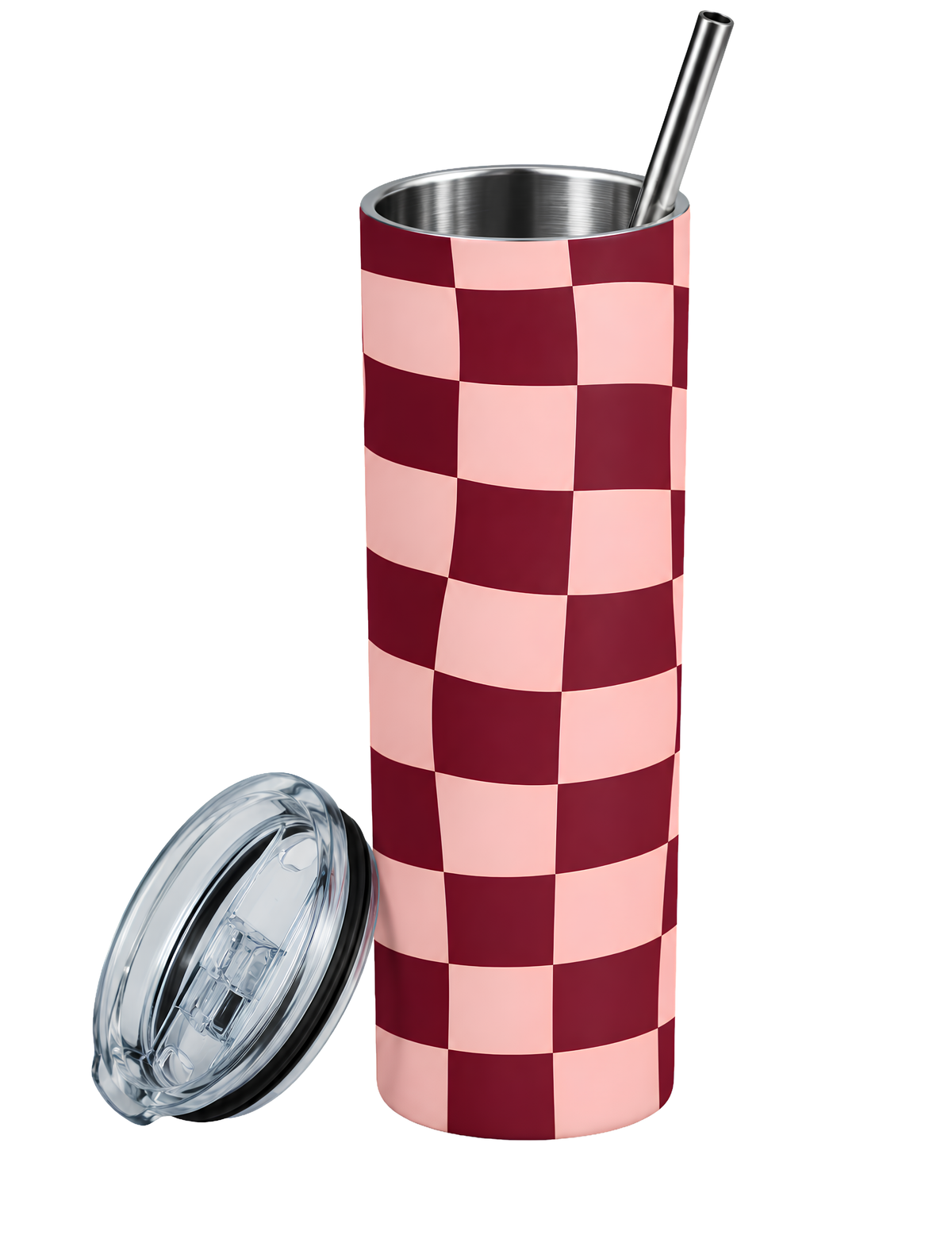 Maroon & Pink Checks Tumbler